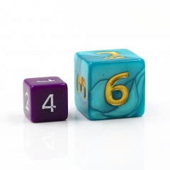 Blue Giant Pearl Dice (7) with Green Numbers RPG Role Playing Dice