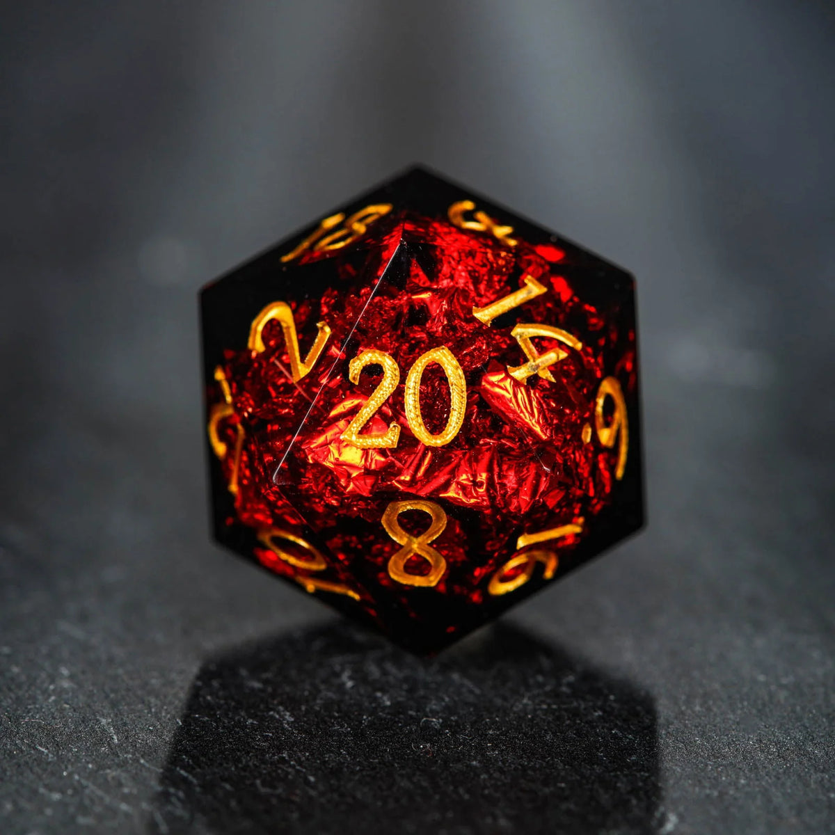 Black Red Resin DnD D&D Dice Set