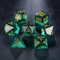 Green Glass Plant Vine Motif DnD D&D Dice Set