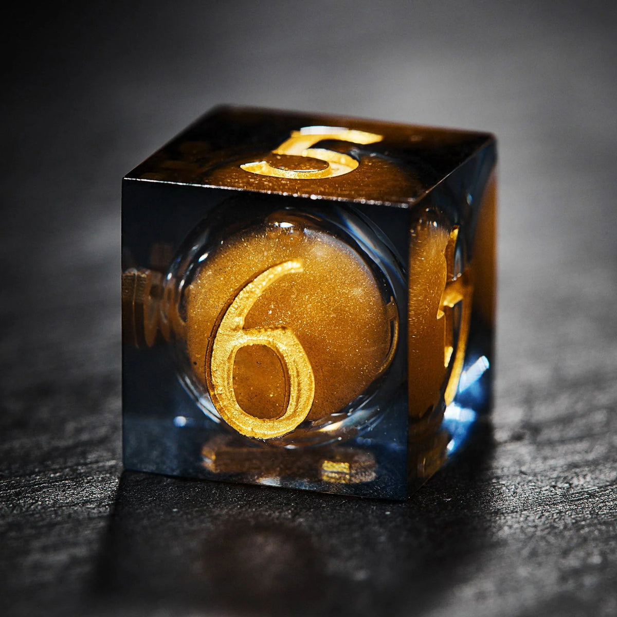 Orange Sand Liquid Core Resin Halloween Pumpkin DnD D&D Dice Set