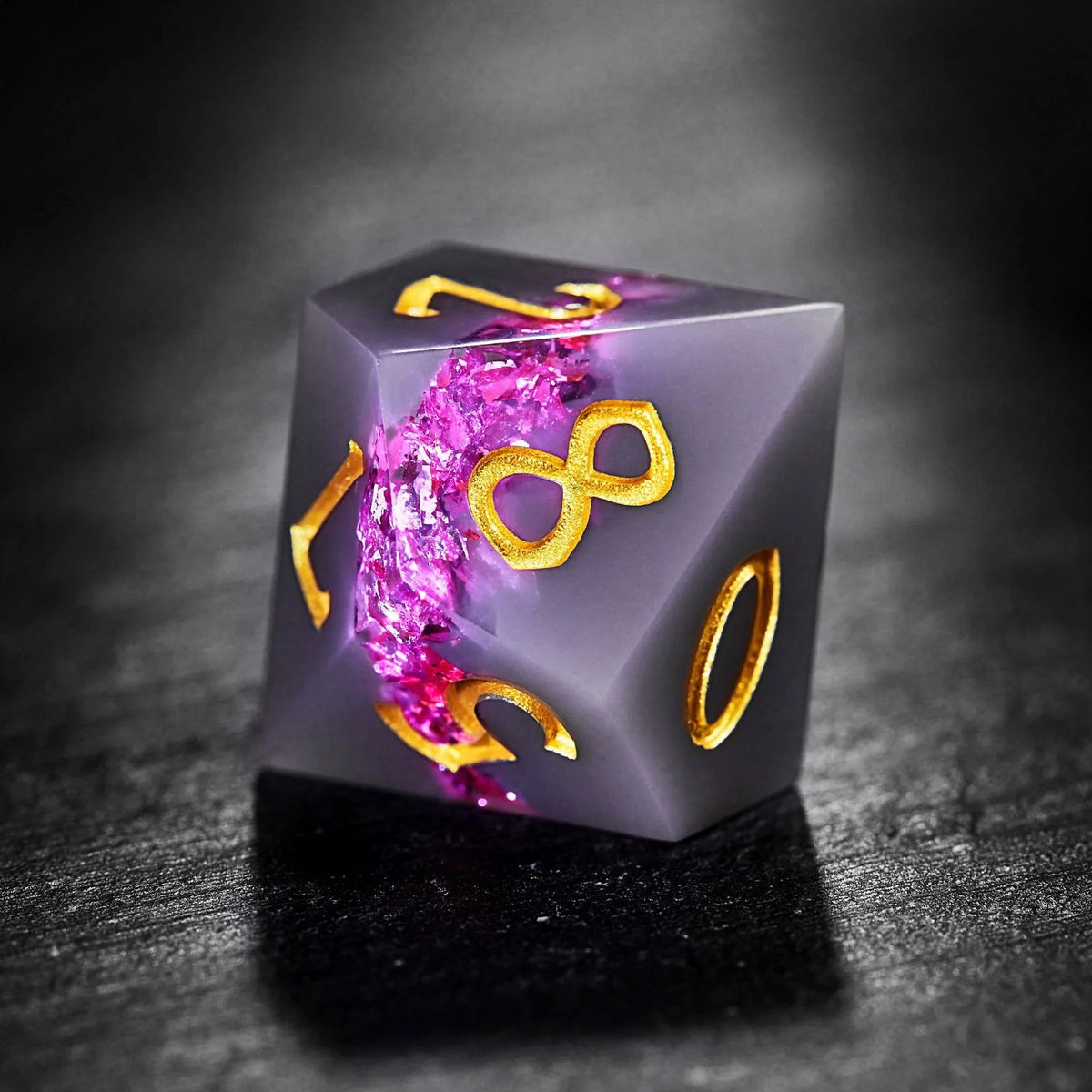 Purple Goldleaf Resin DnD D&D Dice Set