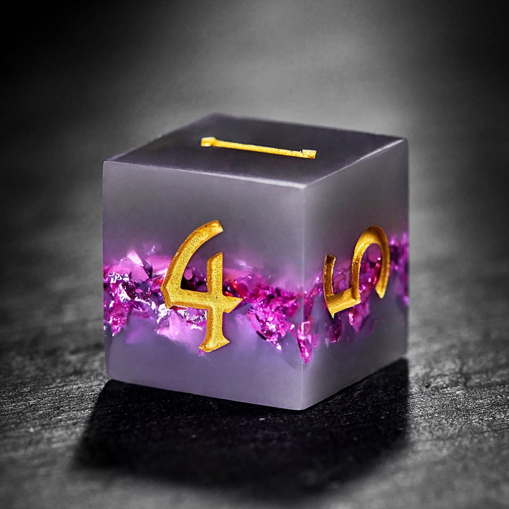 Purple Goldleaf Resin DnD D&D Dice Set