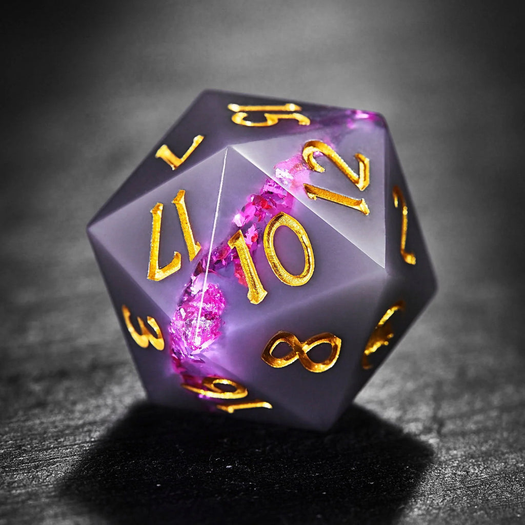 Purple Goldleaf Resin DnD D&D Dice Set