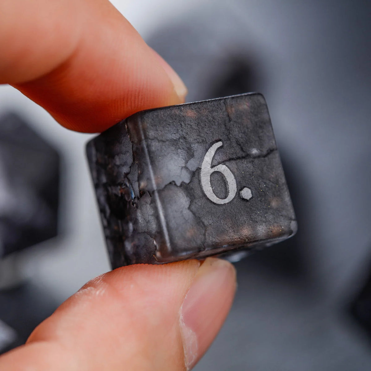 Raised Black Lightning Glass DnD D&D Dice Set