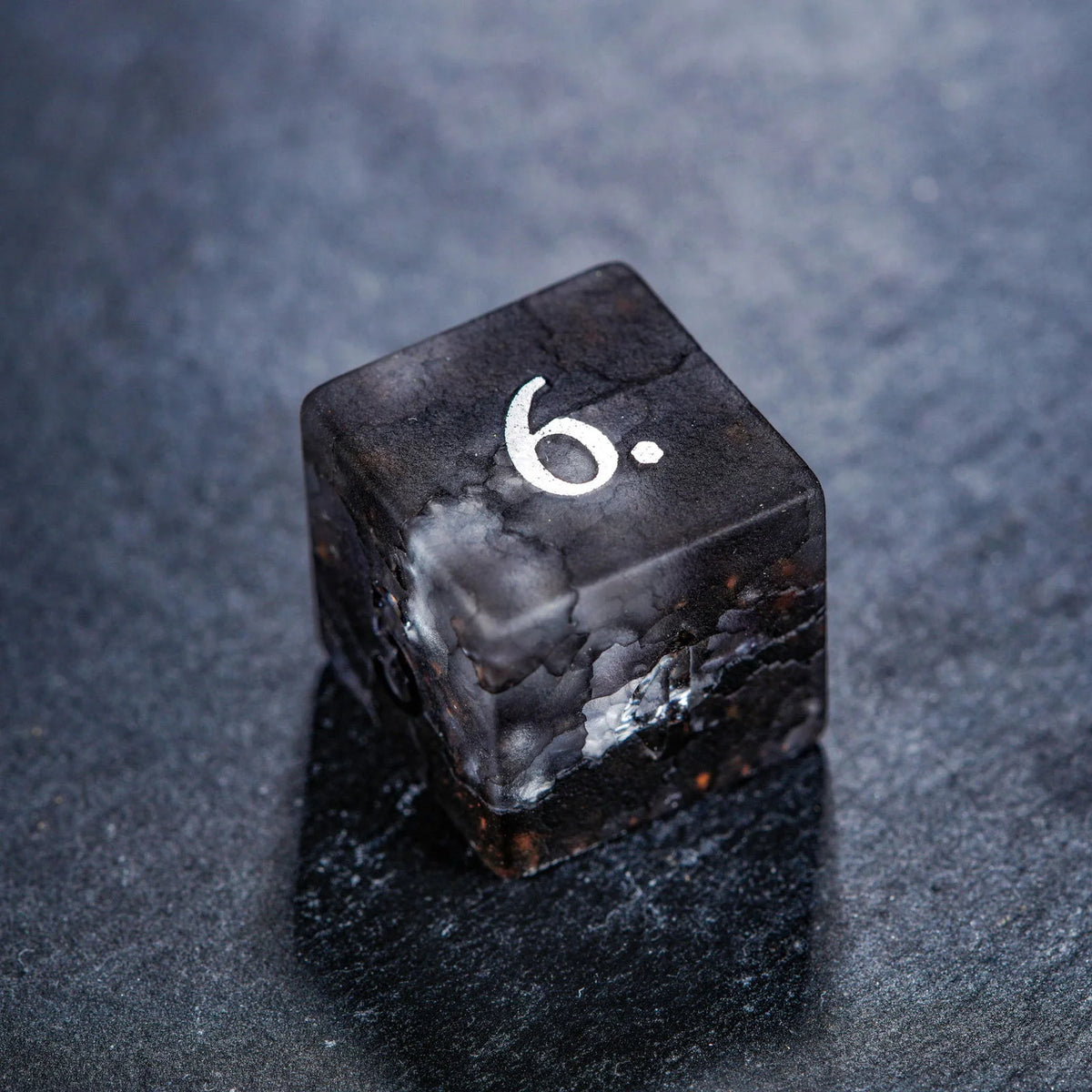 Raised Black Lightning Glass DnD D&D Dice Set