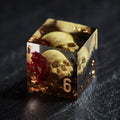 Red Black Coral Skull Resin DnD D&D Dice Set