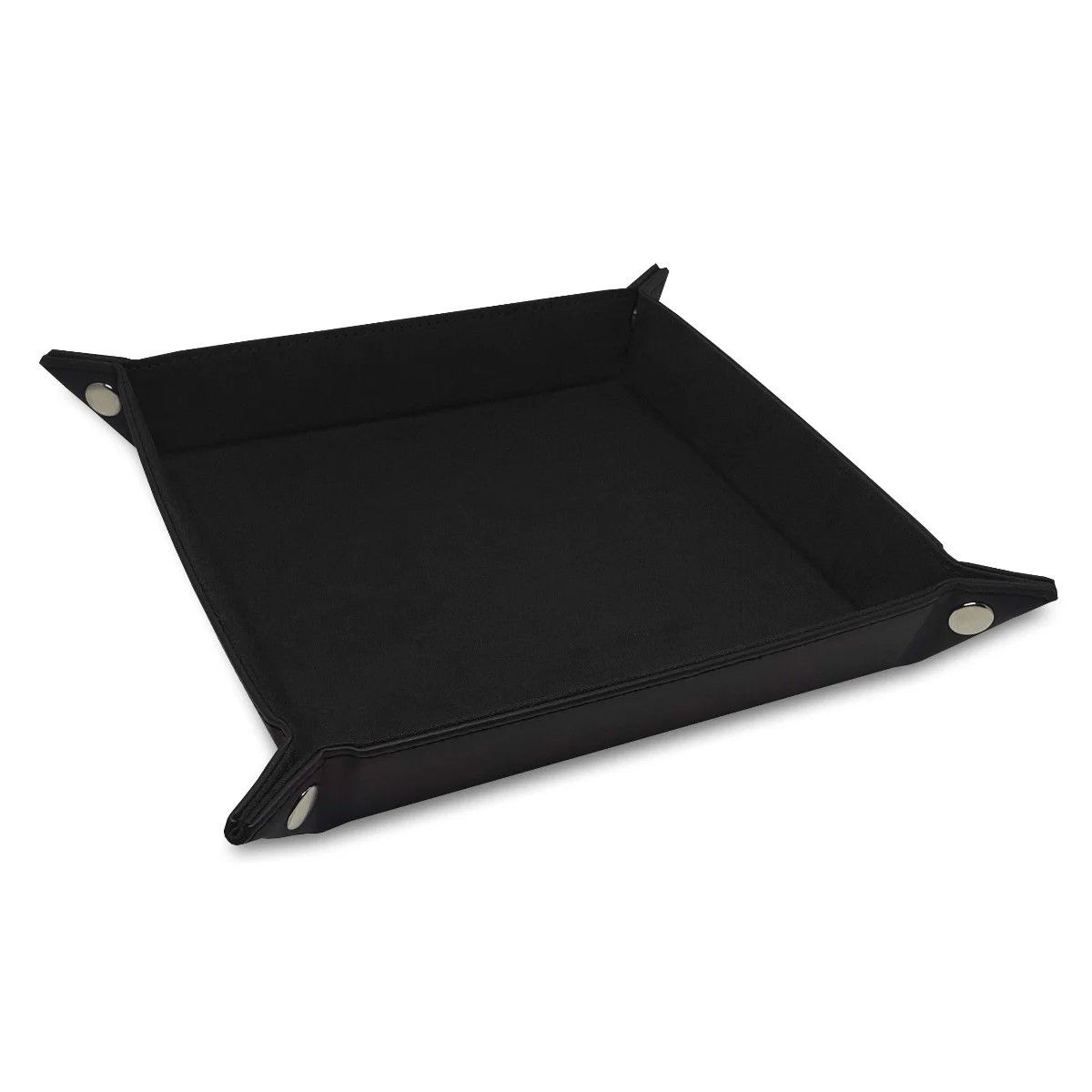 BCW LX black square snap-together dice tray with soft black faux-suede interior