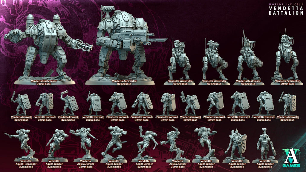 3D Printed Vendetta Walkers by Archvillain Games