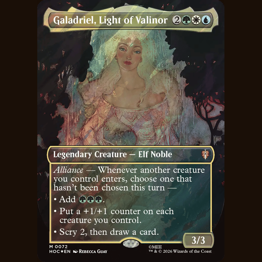 Galadriel, Light of Valinor (Borderless) (Surge Foil) [The Hobbit: Eternal-Legal] centered full card