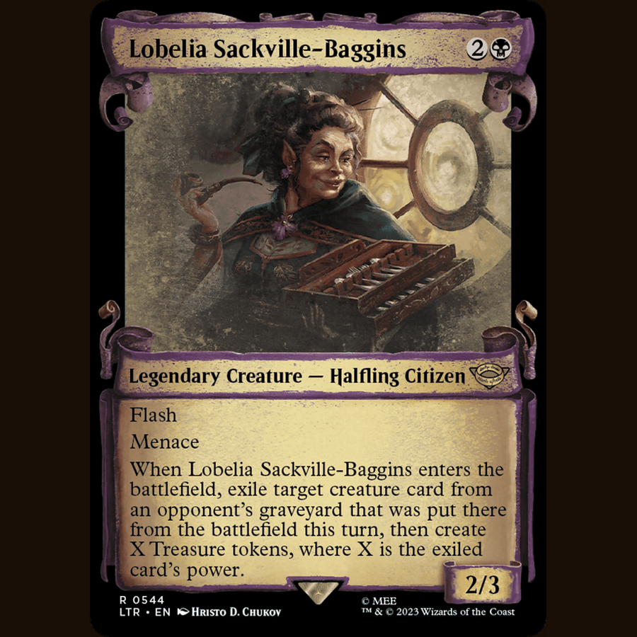 Lobelia Sackville-Baggins (Showcase Scrolls) [Universes Beyond: The Lord of the Rings: Tales of Middle-earth] full-card image
