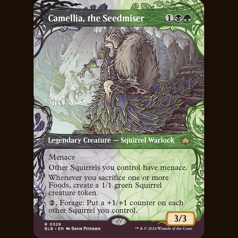 Camellia, the Seedmiser (Showcase) [Bloomburrow] full-card image