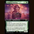 Delighted Halfling (Extended Art) (Surge Foil) [Universes Beyond: The Lord of the Rings: Tales of Middle-earth] full-card image