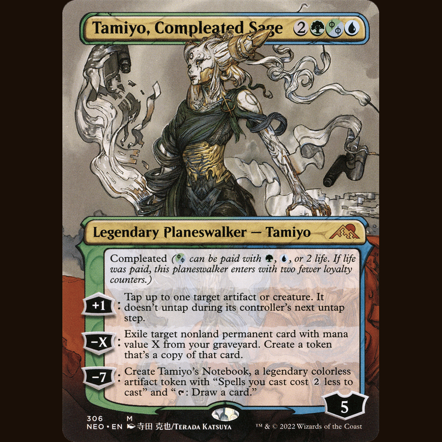 Tamiyo, Compleated Sage (Borderless) [Kamigawa: Neon Dynasty] full-card image