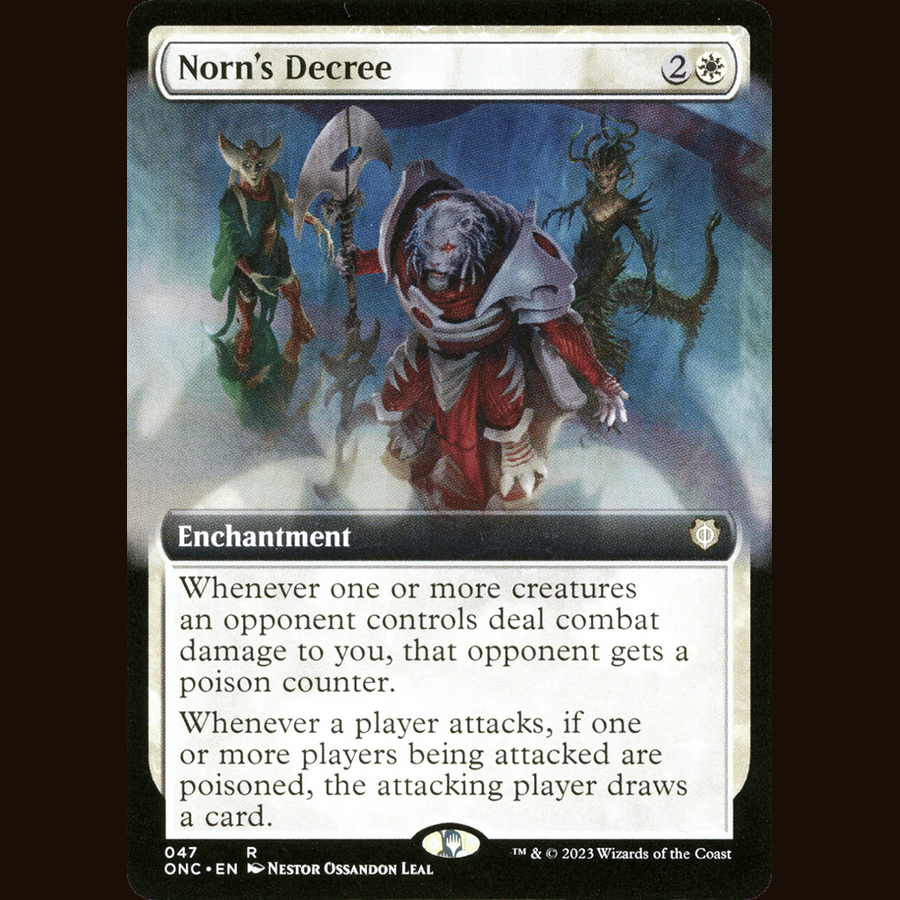 Norn's Decree (Extended Art) [Commander: Phyrexia: All Will Be One] full-card image