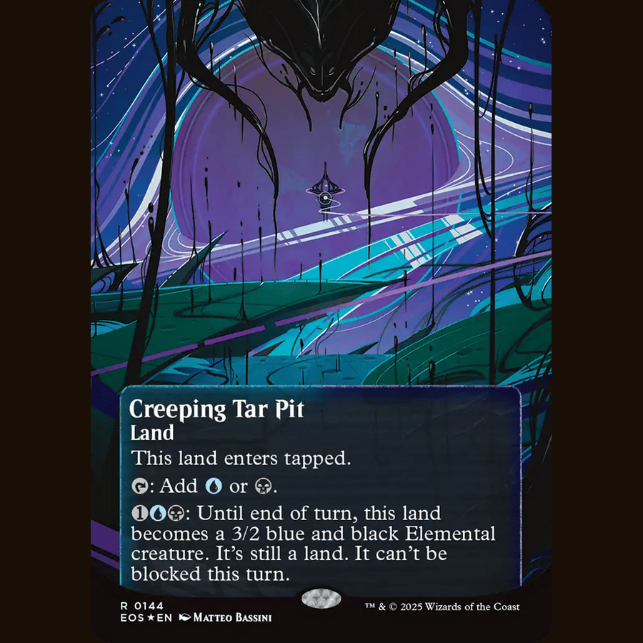 Creeping Tar Pit (0144) (Borderless) (Galaxy Foil) [Stellar Sights] full-card image