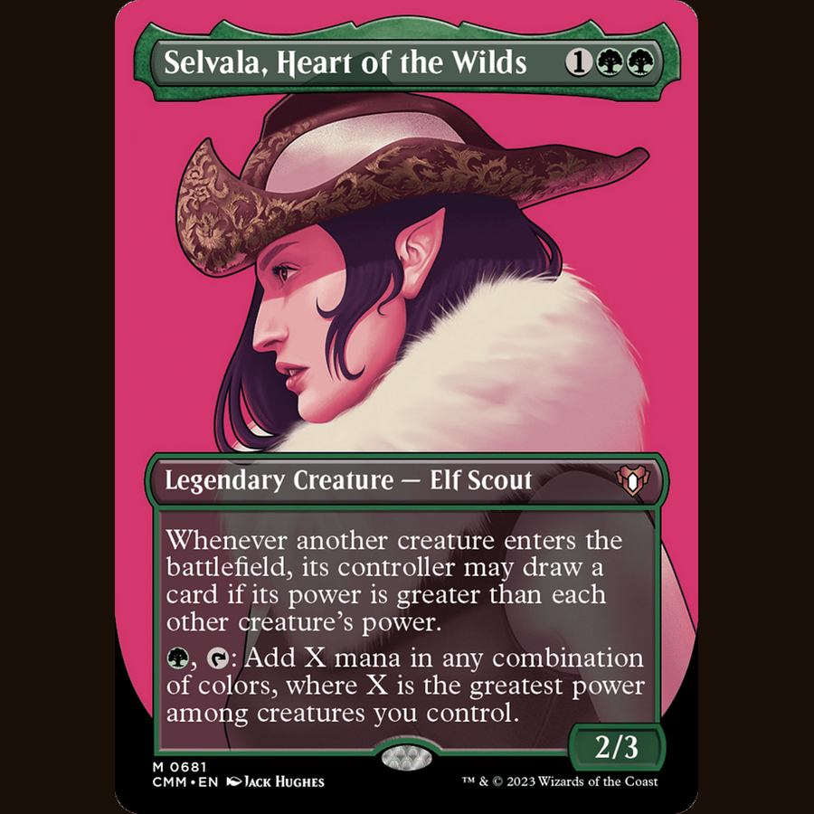 Selvala, Heart of the Wilds (Borderless) [Commander Masters] full-card image
