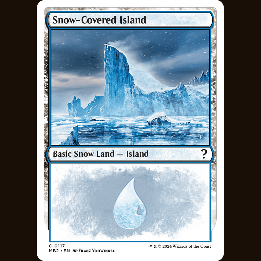 Snow-Covered Island (White Border) [Mystery Booster 2] full-card image