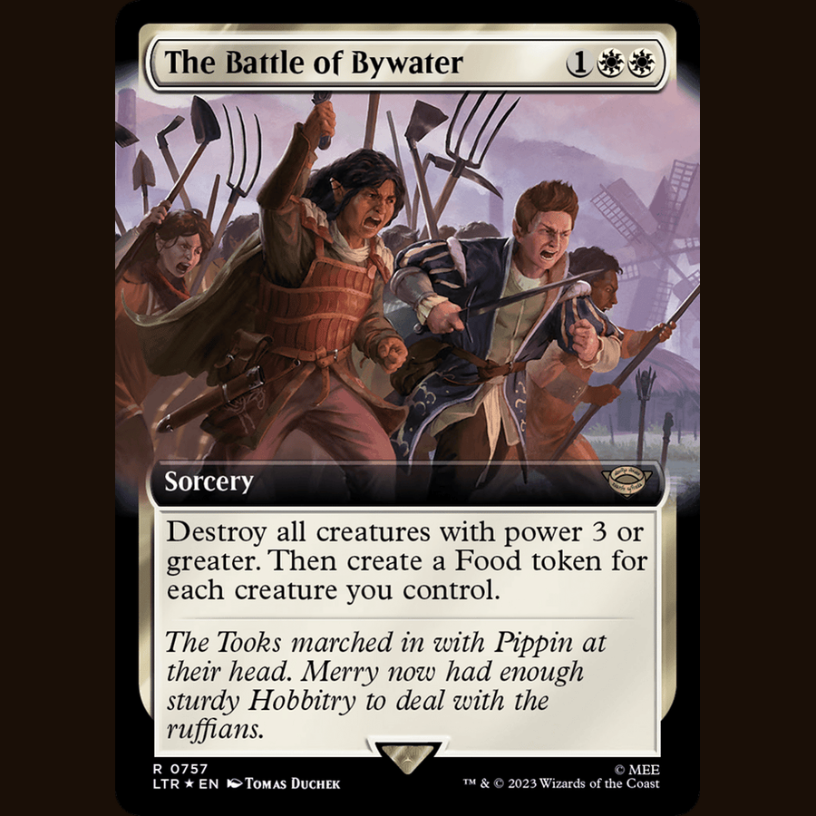 The Battle of Bywater (Extended Art) (Surge Foil) [Universes Beyond: The Lord of the Rings: Tales of Middle-earth] full-card image