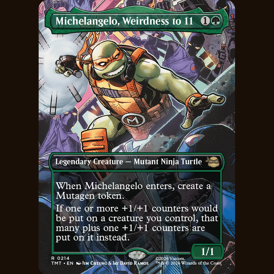 Michelangelo, Weirdness to 11 (Borderless) [Teenage Mutant Ninja Turtles] full-card image