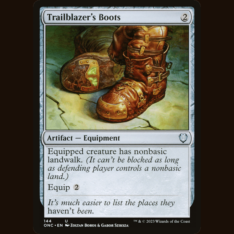 Trailblazer's Boots [Commander: Phyrexia: All Will Be One] ONC #144 card image