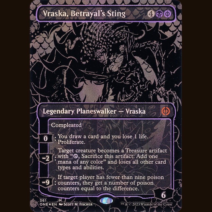 Vraska, Betrayal's Sting (Oil Slick Raised Foil) [Phyrexia: All Will Be One] full-card image