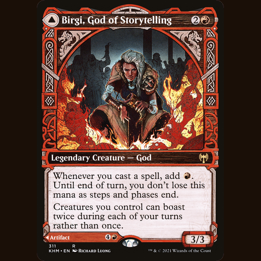 Birgi, God of Storytelling (Showcase) [Kaldheim] full-card image