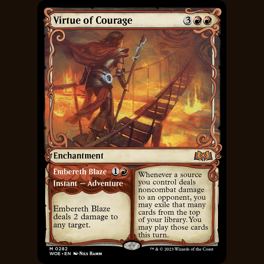 Virtue of Courage (Showcase) [Wilds of Eldraine] full-card image