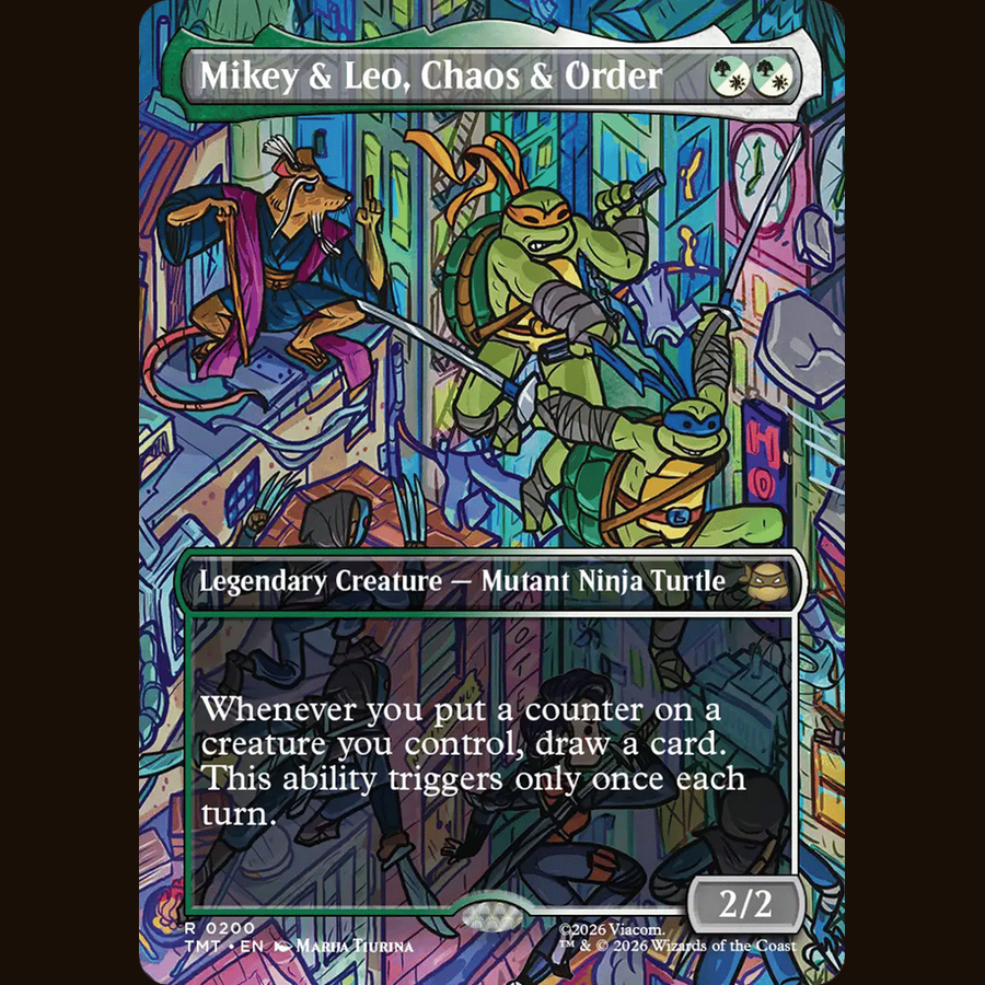 Mikey & Leo, Chaos & Order (Borderless) [Teenage Mutant Ninja Turtles] full-card image