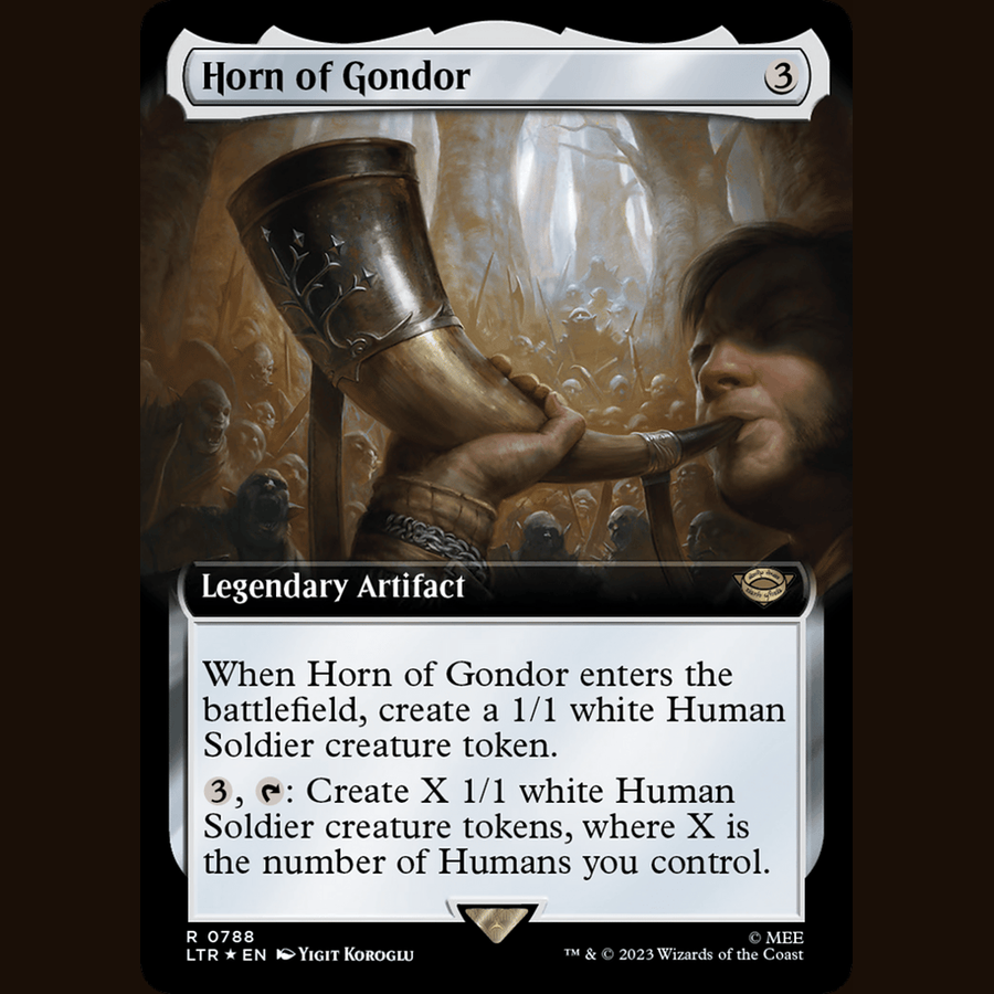 Horn of Gondor (Extended Art) (Surge Foil) [Universes Beyond: The Lord of the Rings: Tales of Middle-earth] full-card image